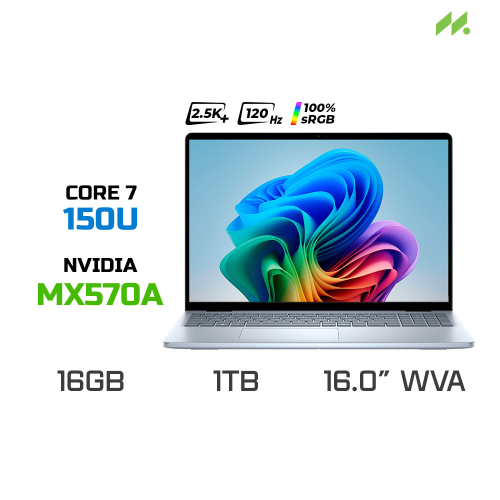 Laptop Dell Inspiron 16 5640 N6I7512W1 (Core 7 150U, MX570A 2GB, RAM 16GB DDR5, SSD 1TB, 16 Inch WVA 2.5K 120Hz 100% sRGB, Win 11/Office HS 21)
