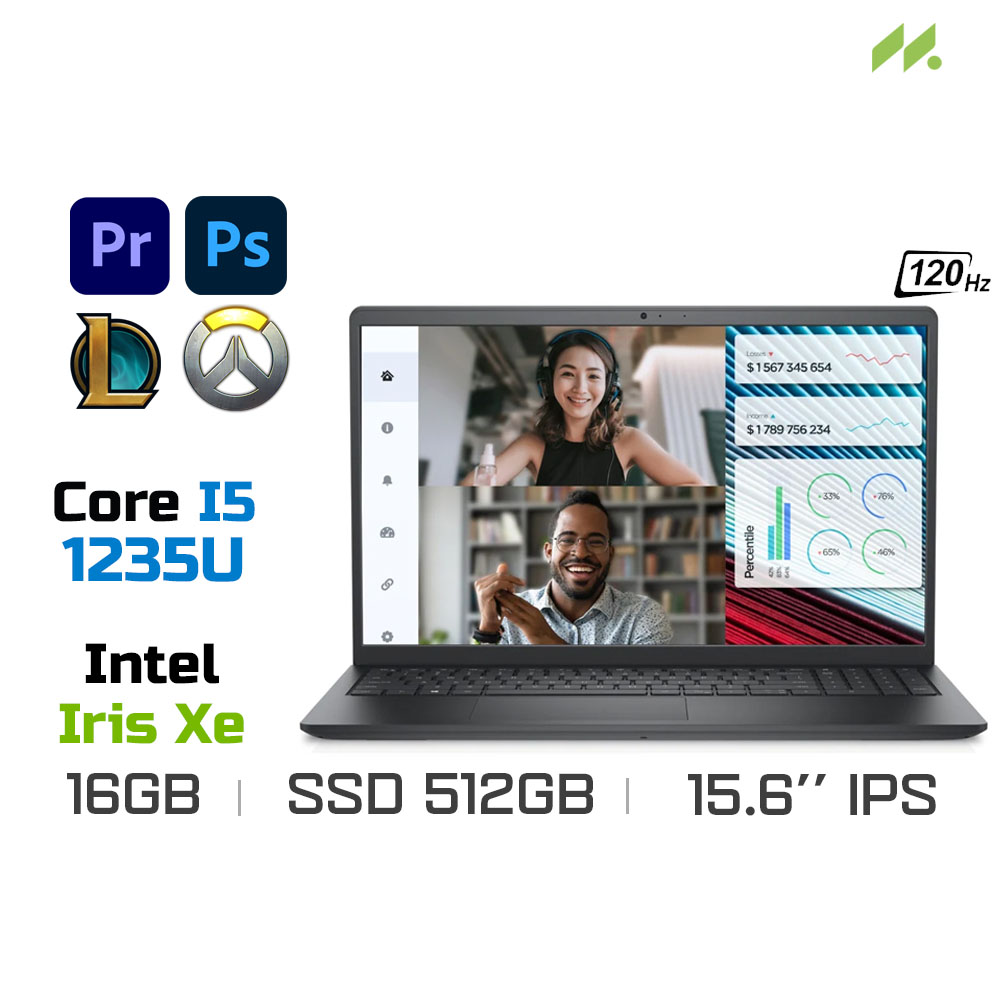 Laptop Dell Vostro 3520 71030559 (i5-1235U, Iris Xe Graphics, Ram 16GB DDR4, SSD 512GB, 15.6 Inch IPS 120Hz, Win11/Office HS 21)