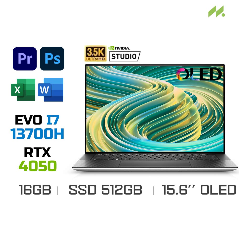 Laptop Dell XPS 15 9530 71015716 (i7-13700H, RTX 4050 6GB, Ram 16GB DDR5, SSD 512GB, 15.6 Inch 3.5K OLED TouchScreen, Win11/Office HS 21)