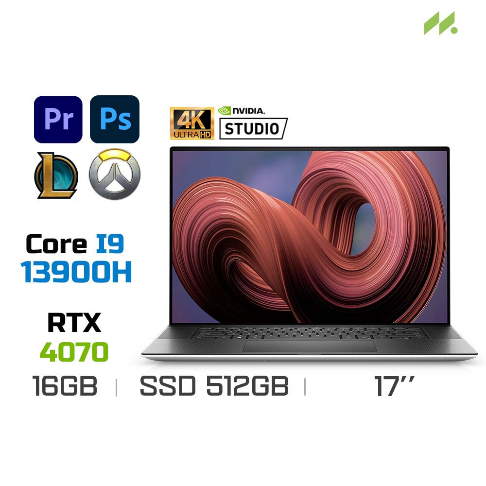 Laptop Dell XPS 17 9730 XPS9730-i9H165W11SL4070 (i9-13900H, RTX 4070 8GB, Ram 16GB DDR5, SSD 512GB, 17 Inch UHD+ TouchScreen, Win11/Office HS 21)