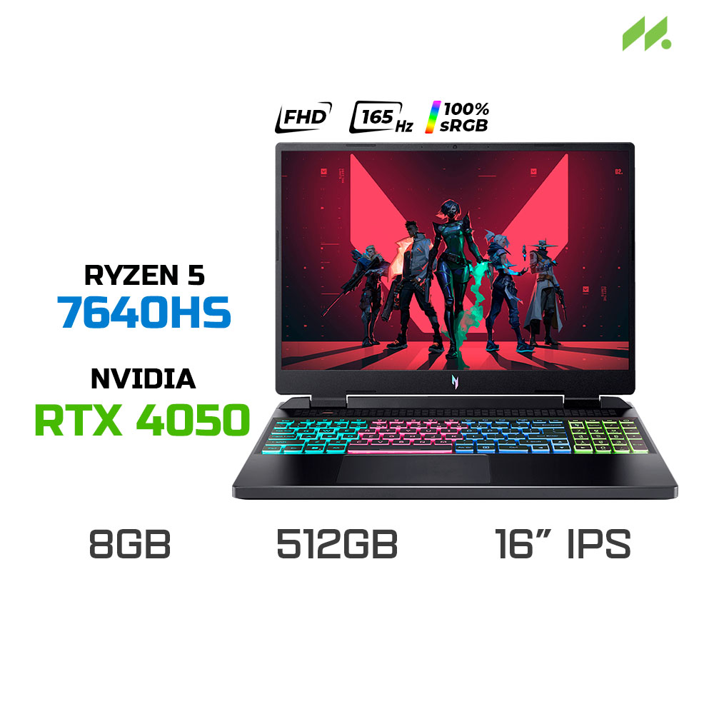 Laptop Gaming Acer Nitro 16 Phoenix AN16-41-R50Z (Ryzen 5 7640HS, RTX 4050 6GB, RAM 8GB DDR5, SSD 512GB, 16 Inch IPS WUXGA 165Hz 100% sRGB, Win 11)