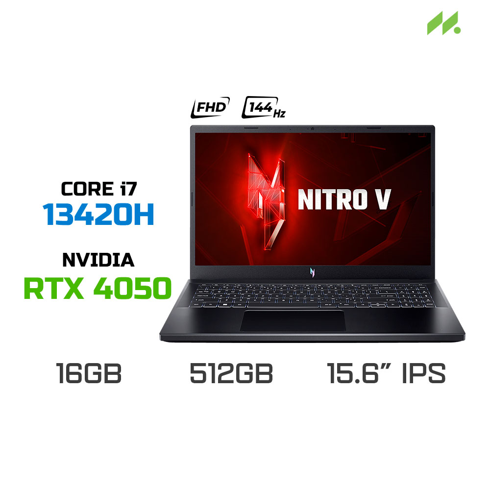 Laptop Gaming Acer Nitro V ANV15-51-55CA (i5-13420H, RTX 4050 6GB, RAM 16GB DDR5, SSD 512GB, 15.6 Inch IPS FHD 144Hz, Win 11)