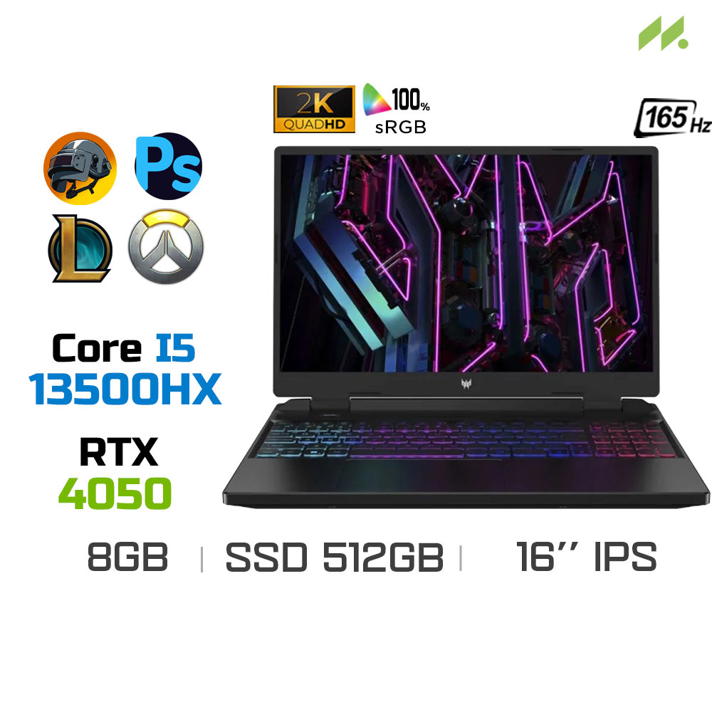 Laptop Gaming Acer Predator Helios Neo 16 PHN16-71-54CD (i5-13500HX, RTX 4050 6GB, Ram 8GB DDR5, SSD 512GB, 16 Inch 2K IPS 165Hz 100% sRGB)