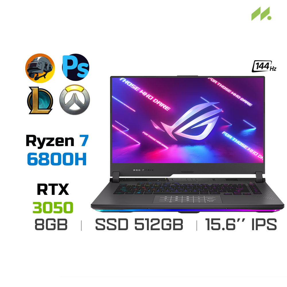 Laptop Gaming Asus ROG Strix G15 G513RC-HN038W (Ryzen 7 6800H, RTX 3050 4GB, Ram 8GB DDR5, SSD 512GB, 15.6 Inch IPS 144Hz FHD)