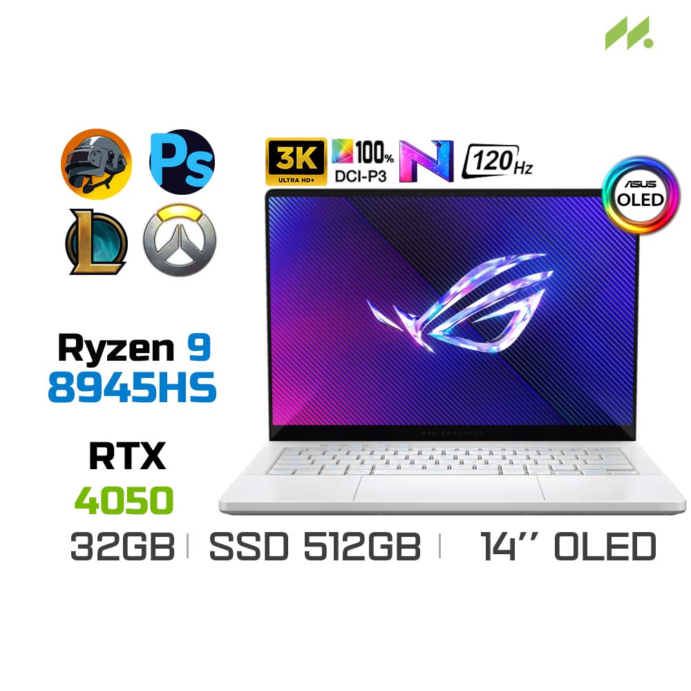 [DEMO]Laptop Gaming Asus ROG Zephyrus G14 GA403UU-QS101W (Ryzen 9 8945HS, RTX 4050 6GB, Ram 32GB LPDDR5X, SSD 512GB, 14 Inch OLED 120Hz 3K)