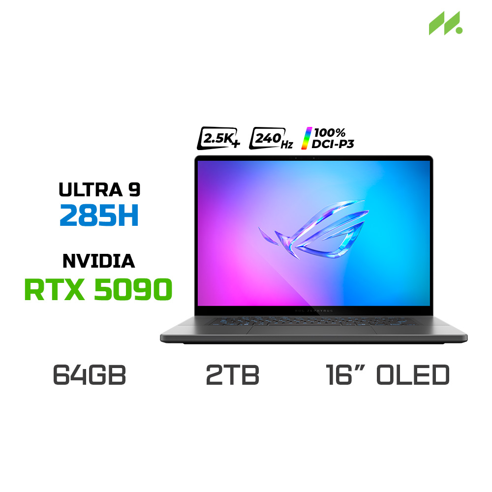 Laptop Gaming Asus ROG Zephyrus G16 GU605CX-QR083W (Ultra 9 285H, RTX 5090 24GB, RAM 64GB LPDDR5X, SSD 2TB, 16 Inch OLED 2.5K 240Hz 100% DCI-P3, Win 11)