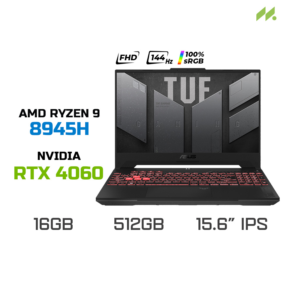 Laptop Gaming ASUS TUF Gaming A15 FA507UV-LP090W (Ryzen 9 8945H, RTX 4060 8GB, RAM 16GB DDR5, SSD 512GB, 15.6 Inch IPS 144Hz 100% sRGB)