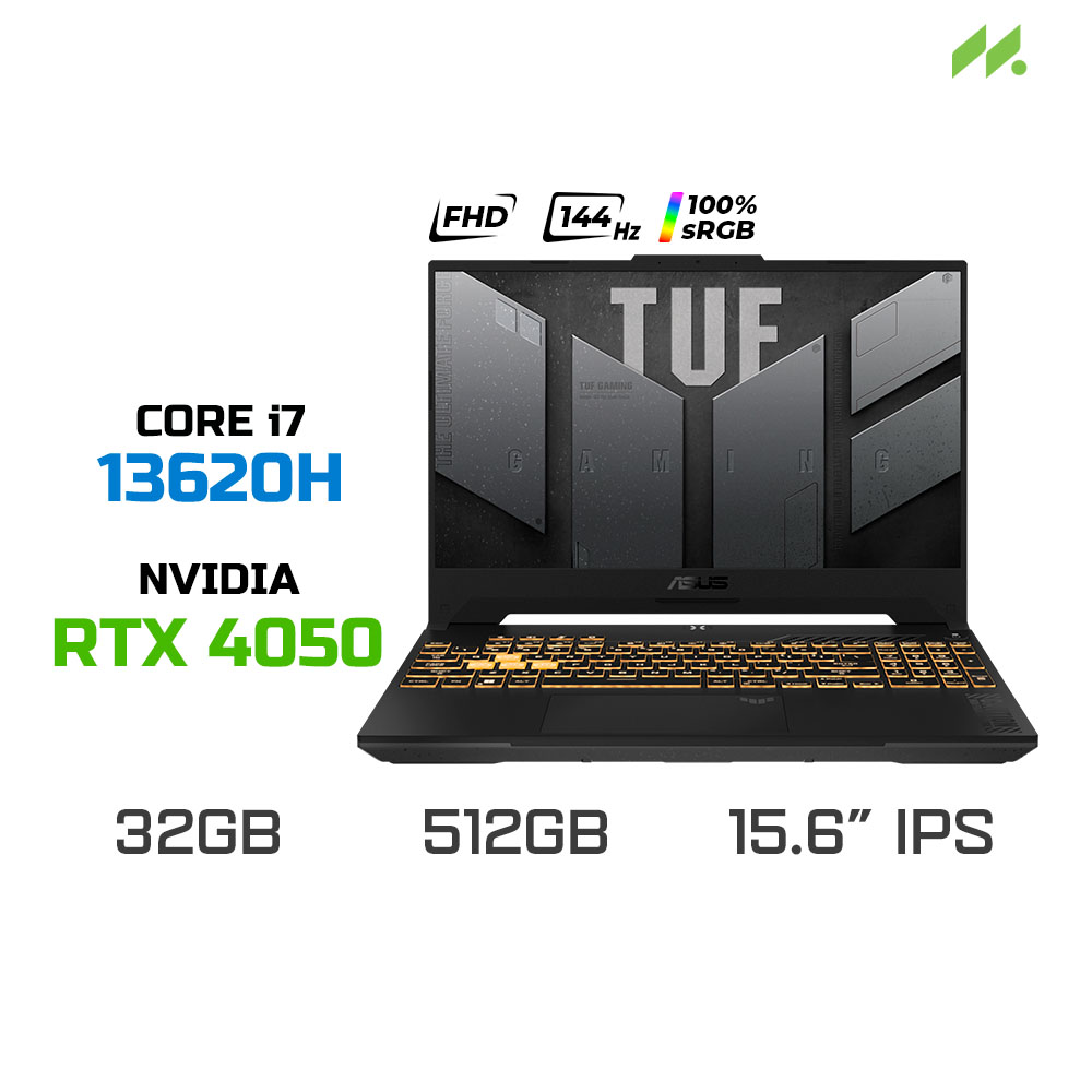 Laptop Gaming ASUS TUF Gaming F15 FX507VU-LP197W (i7-13620H, RTX 4050 6GB, RAM 32GB DDR5, SSD 512GB, 15.6 Inch IPS FHD 144Hz 100% sRGB, Win 11)