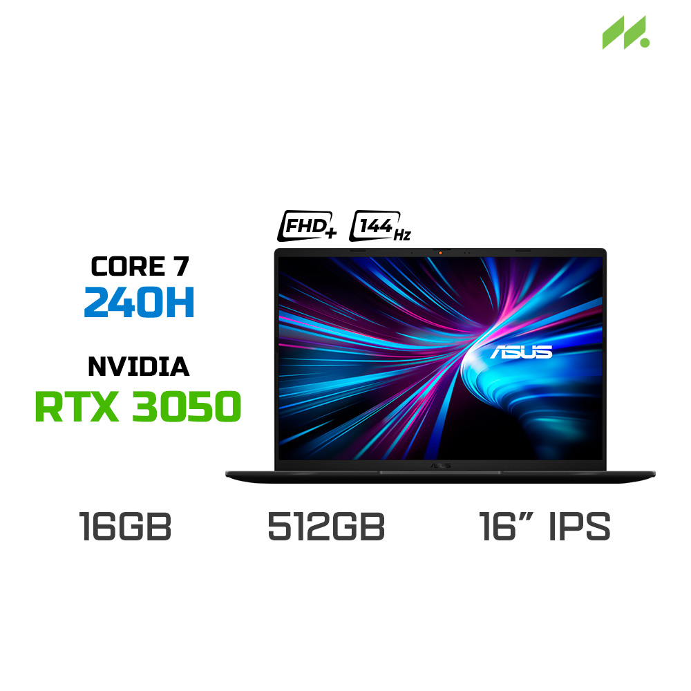 Laptop Gaming ASUS Vivobook V16 K3607VJ-RP106W (Core 7 240H, RTX 3050 6GB, RAM 16GB DDR5, SSD 512GB, 16 Inch IPS WUXGA 144Hz, Win 11)