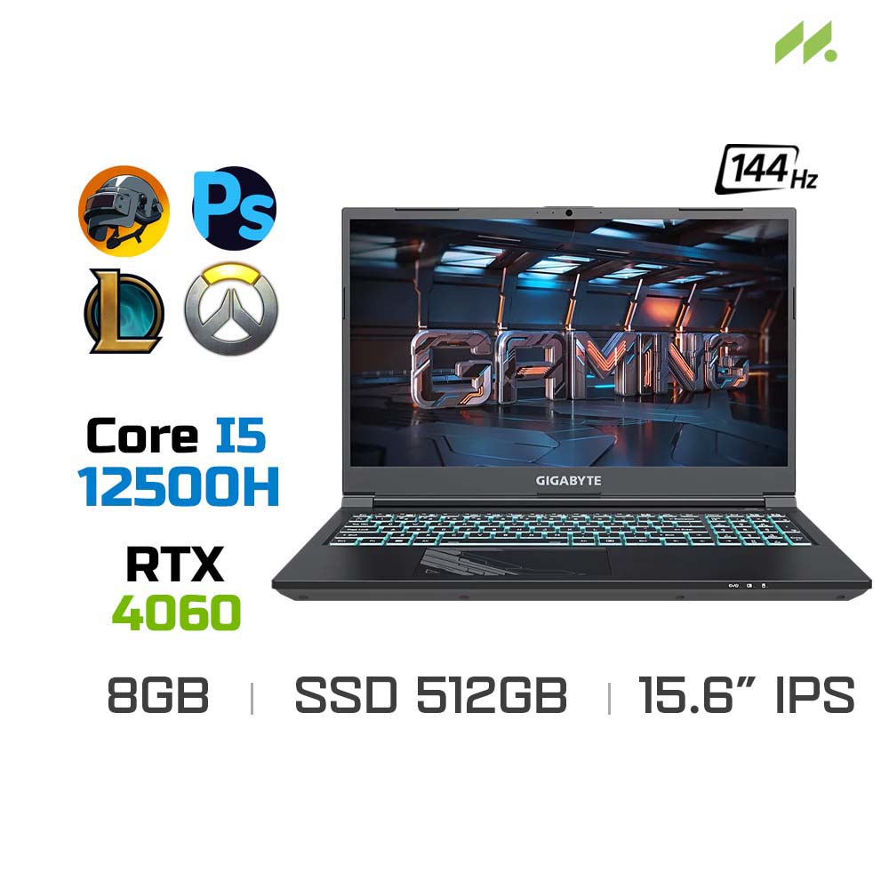 Laptop Gaming Gigabyte G5 KF-E3VN333SH (i5-12500H, RTX 4060 8GB, Ram 8GB DDR4, SSD 512GB, 15.6 Inch 144Hz FHD)