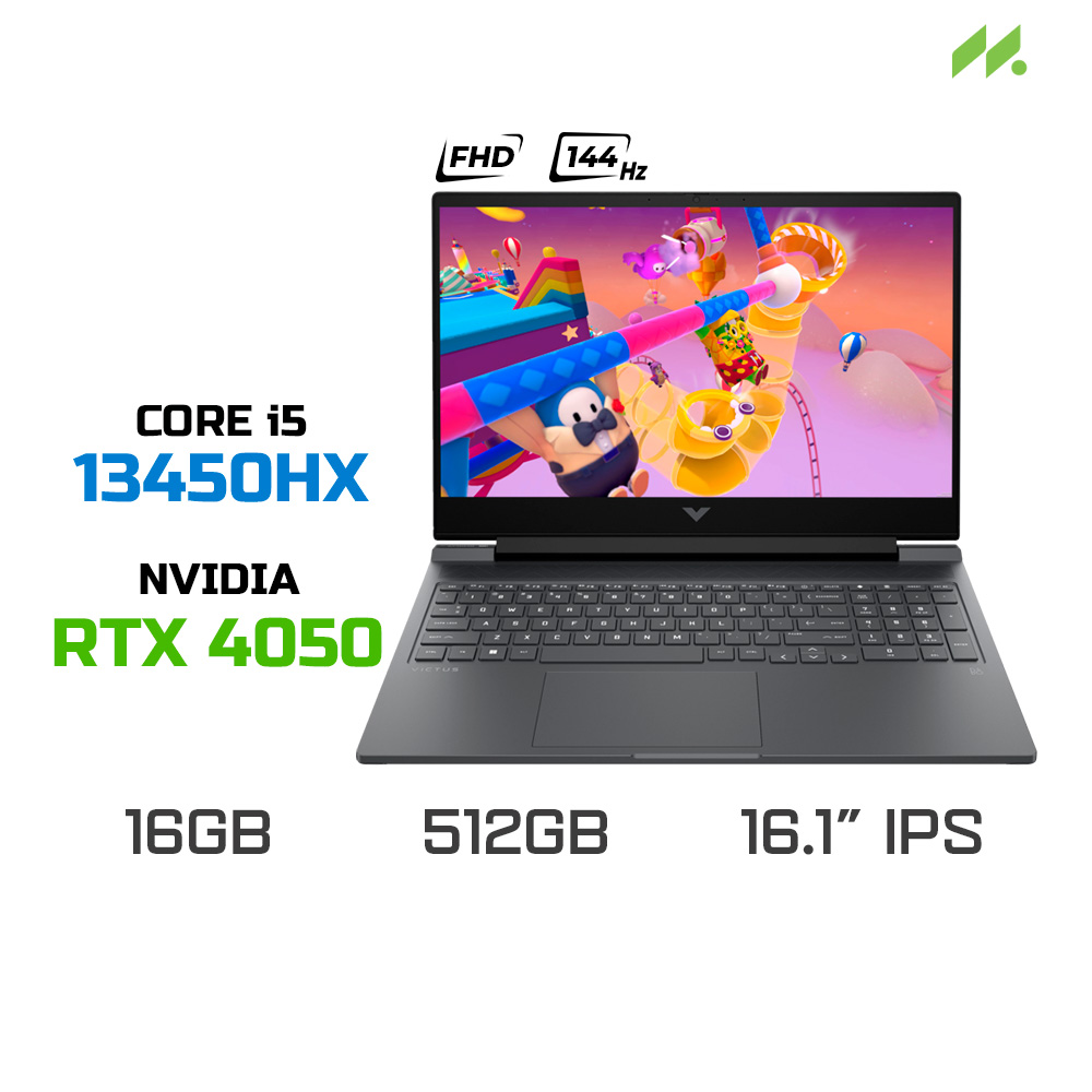 Laptop Gaming HP VICTUS 16-r0128TX 8C5N3PA (i5-13450HX, RTX 4050 6GB, RAM 16GB DDR5, SSD 512GB, 15.6 Inch IPS 144Hz FHD)