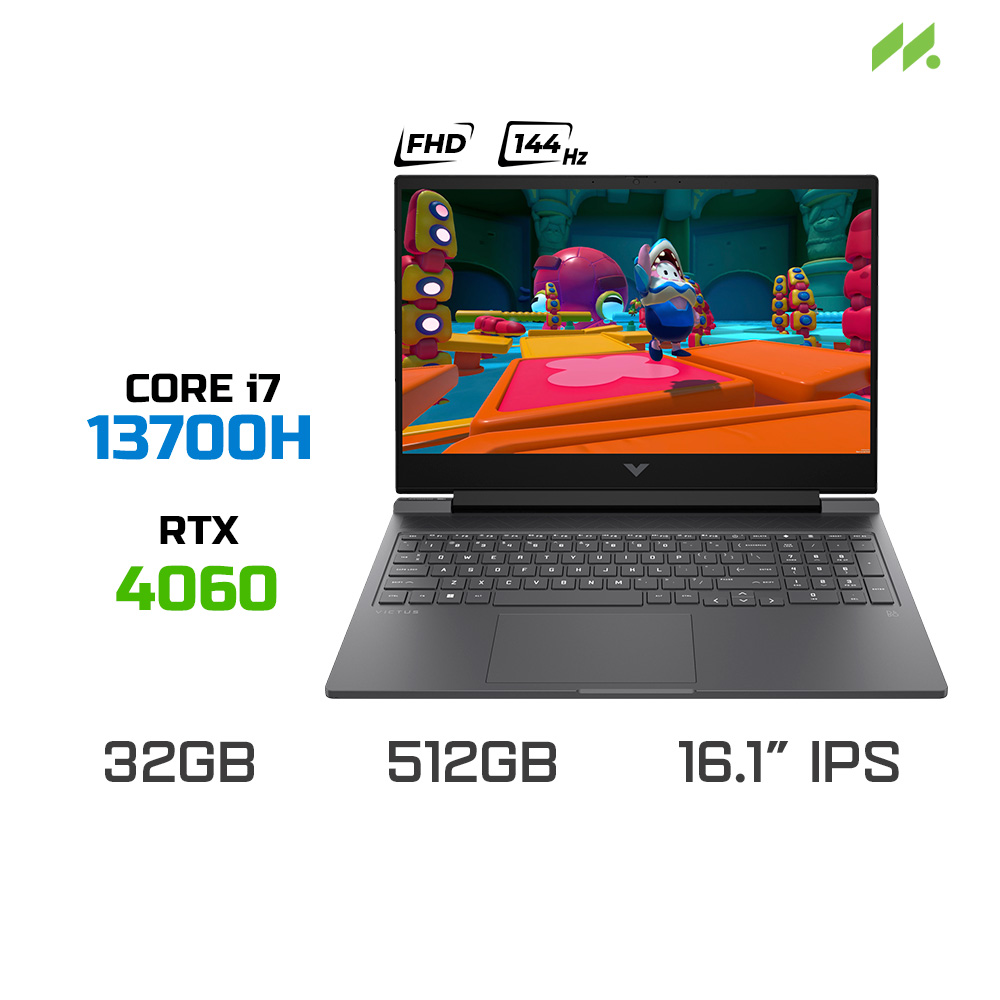 Laptop Gaming HP VICTUS 16-r0224TX 9Q975PA (i7-13700H, RTX 4060 8GB, RAM 32GB DDR5, SSD 512GB, 16.1 Inch IPS FHD 144Hz