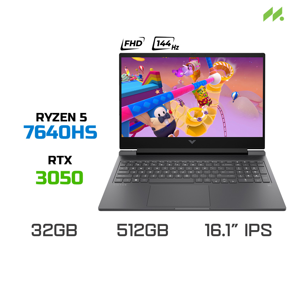 Laptop Gaming HP VICTUS 16-s0136AX 9Q984PA (Ryzen 5 7640HS, RTX 3050 6GB, Ram 32GB DDR5, SSD 512GB, 16.1 Inch IPS FHD 144Hz)