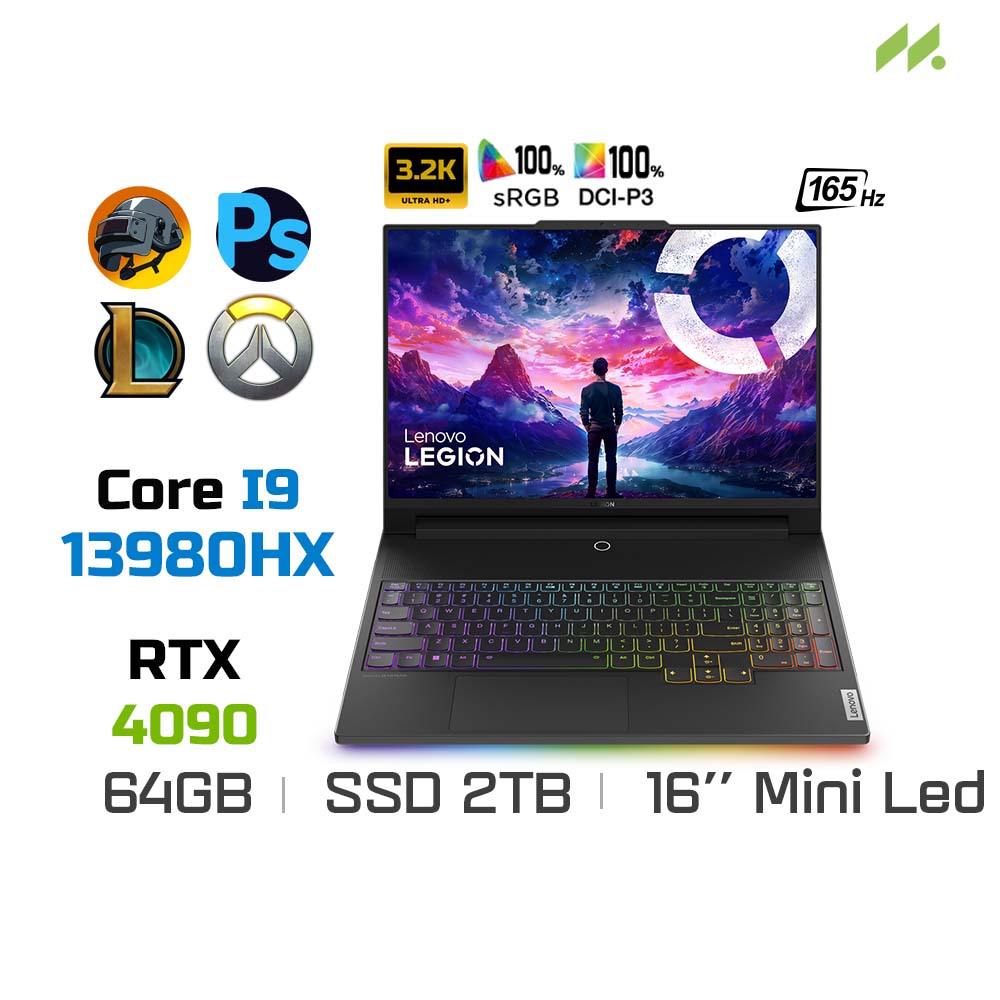 Laptop Gaming Lenovo Legion 9 16IRX8 83AG0047VN (i9-13980HX, RTX 4090 16GB, Ram 64GB DDR5, SSD 2TB, 16 Inch MiniLED 165Hz 3.2K 100% DCI-P3)