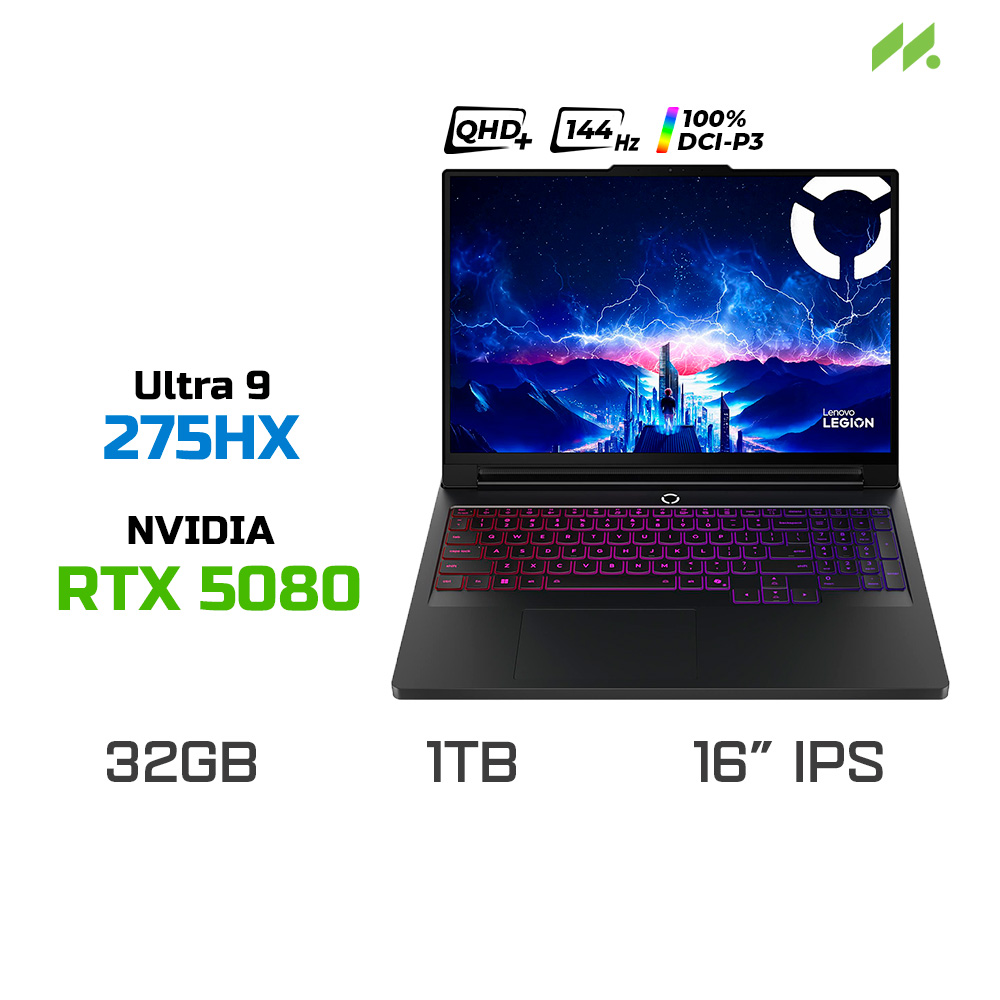 Laptop Gaming Lenovo Legion Pro 7 16IAX10H 83F5008WVN (Ultra 9 275HX, RTX 5080 16GB, RAM 32GB DDR5, SSD 1TB, 16 Inch IPS WQXGA 240Hz 100% DCI-P3)