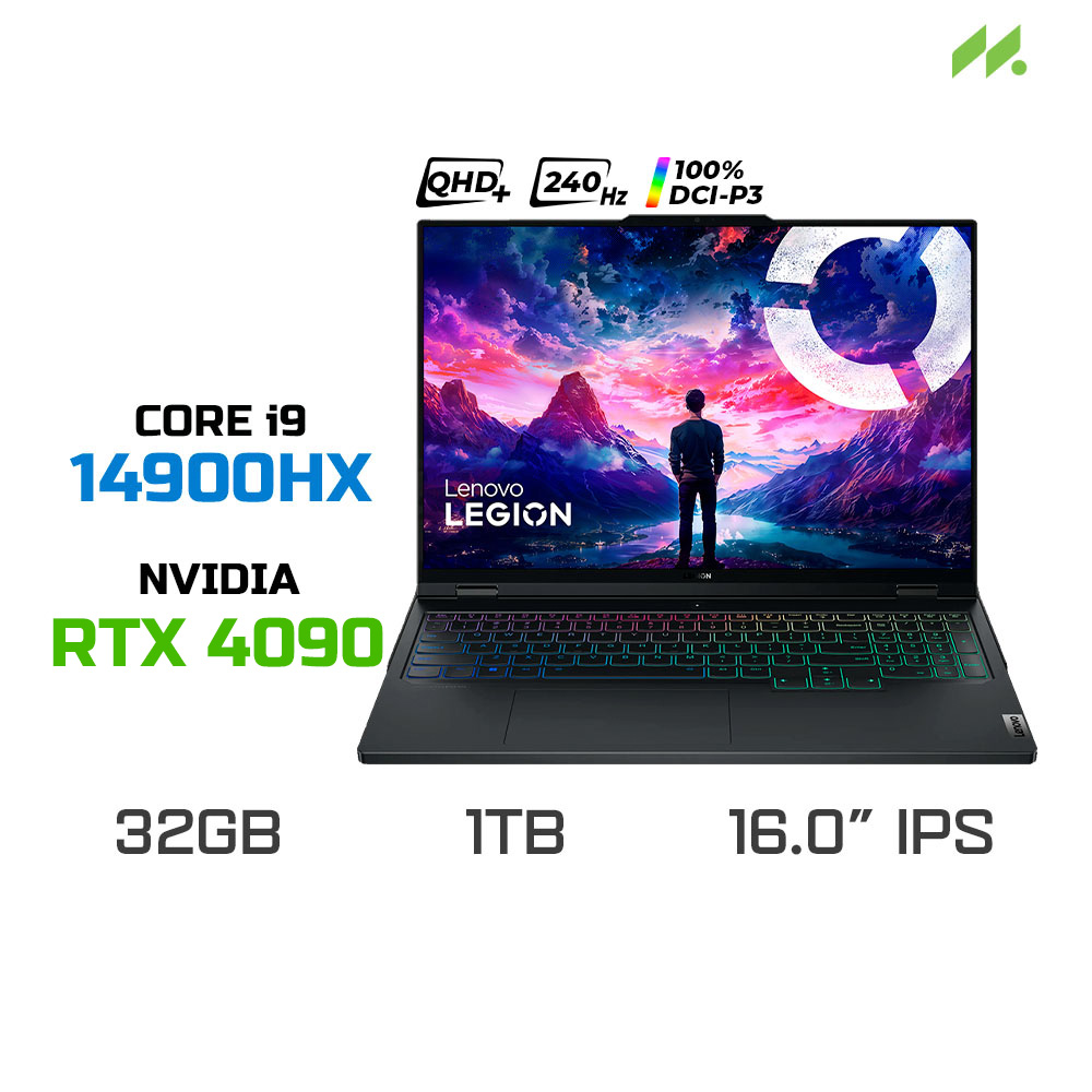 Laptop Gaming Lenovo Legion Pro 7 16IRX9H 83DE001MVN (i9-14900HX, RTX 4090 16GB, RAM 32GB DDR5, SSD 1TB, 16 Inch IPS WQXGA 240Hz 100% DCI-P3, Win 11)