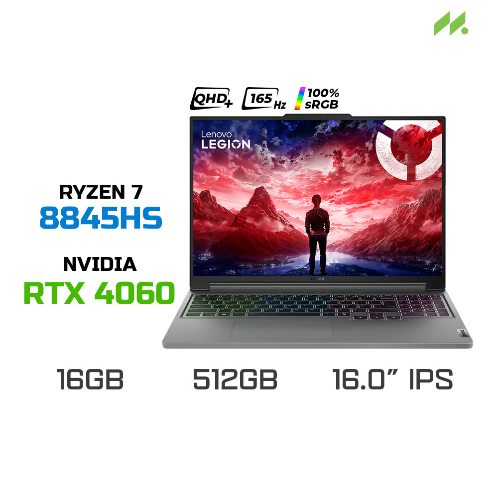 Laptop Gaming Lenovo Legion Slim 5 16AHP9 83DH003AVN (Ryzen 7 8845HS, RTX 4060 8GB, RAM 16GB DDR5, SSD 512GB, 16 Inch IPS WQXGA 165Hz 100% sRGB, Win 11)