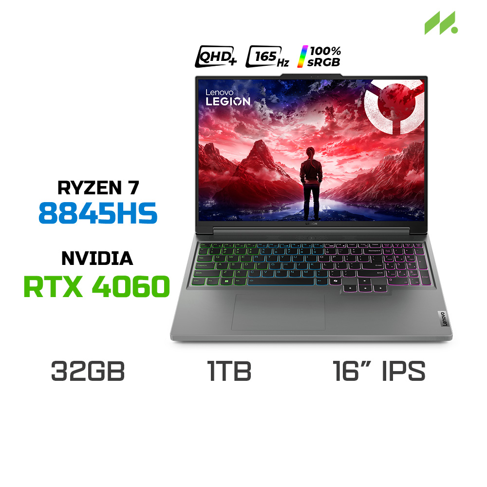 Laptop Gaming Lenovo Legion Slim 5 16AHP9 83DH003BVN (Ryzen 7 8845HS, RTX 4060 8GB, RAM 32GB DDR5, SSD 1TB, 16 Inch IPS WQXGA 165Hz 100% sRGB, Win 11)