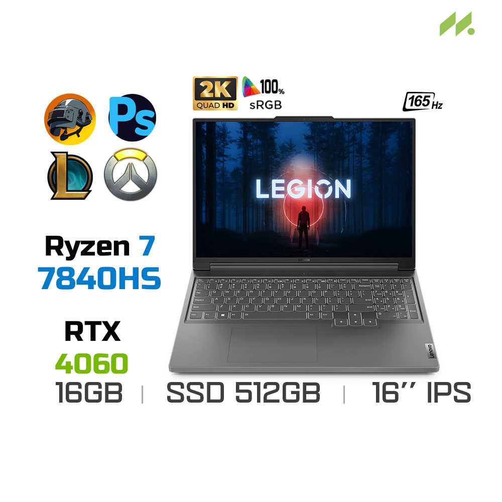 Laptop Gaming Lenovo Legion Slim 5 16APH8 82Y9002YVN (Ryzen 7 7840HS, RTX 4060 8GB, Ram 16GB DDR5, SSD 512GB, 16 Inch IPS 165Hz WQXGA)