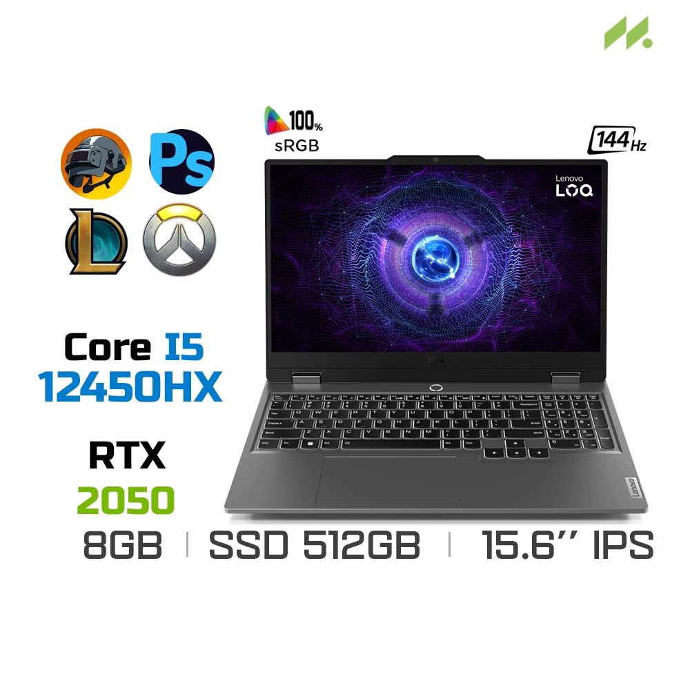Laptop Gaming Lenovo LOQ 15IAX9 83GS000FVN (i5-12450HX, RTX 2050 4GB, Ram 8GB DDR5, SSD 512GB, 15.6 Inch IPS 144Hz FHD)