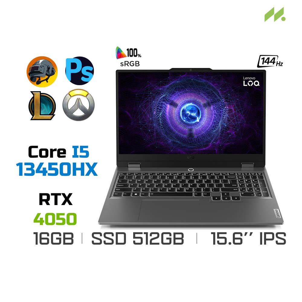 Laptop Gaming Lenovo LOQ 15IRX9 83DV000MVN (i5-13450HX, RTX 4050 6GB, Ram 16GB DDR5, SSD 512GB, 15.6 Inch IPS 144Hz FHD)