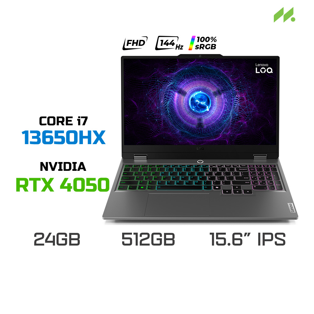 Laptop Gaming Lenovo LOQ 15IRX9 83DV017HVN (i7-13650HX, RTX 4050 6GB, RAM 24GB DDR5, SSD 512GB, 15.6 Inch IPS FHD 144Hz 100% sRGB)