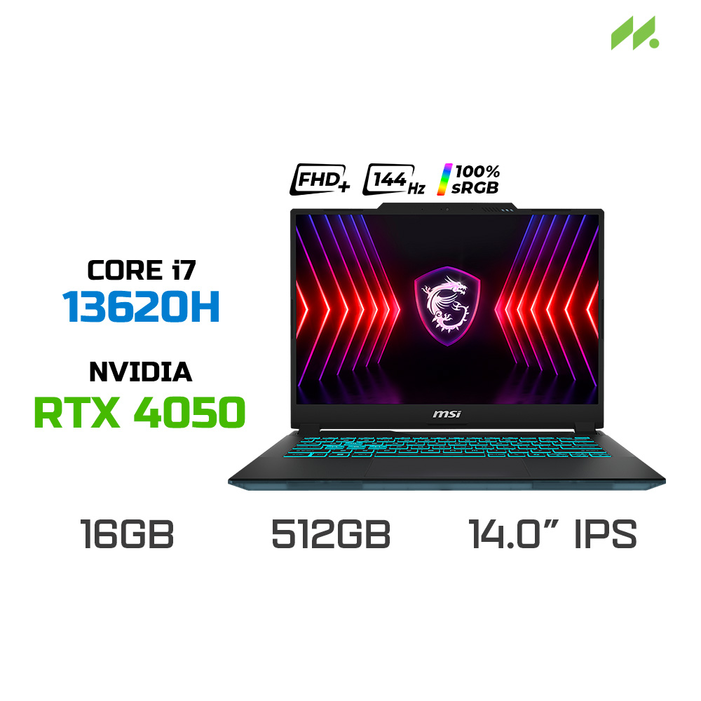 Laptop Gaming MSI Cyborg 14 A13VE-090VN (i7-13620H, RTX 4050 6GB, RAM 16GB DDR5, SSD 512GB, 14 Inch IPS FHD+ 144Hz 100% sRGB)