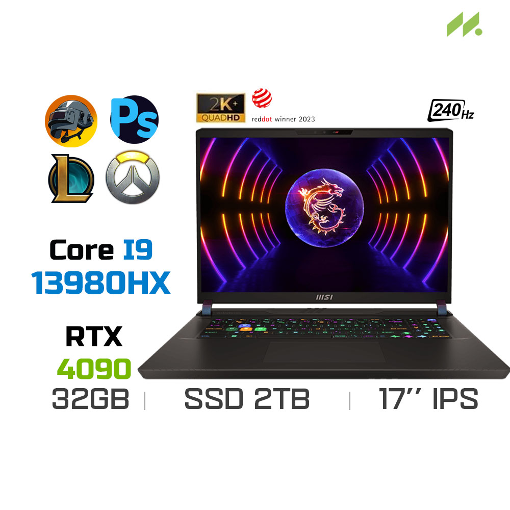 Laptop Gaming MSI Vector GP78HX 13VI-476VN (i9-13980HX, RTX 4090 16GB, Ram 32GB DDR5, SSD 2TB, 17 Inch IPS 240Hz QHD+ 100% DCI-P3)