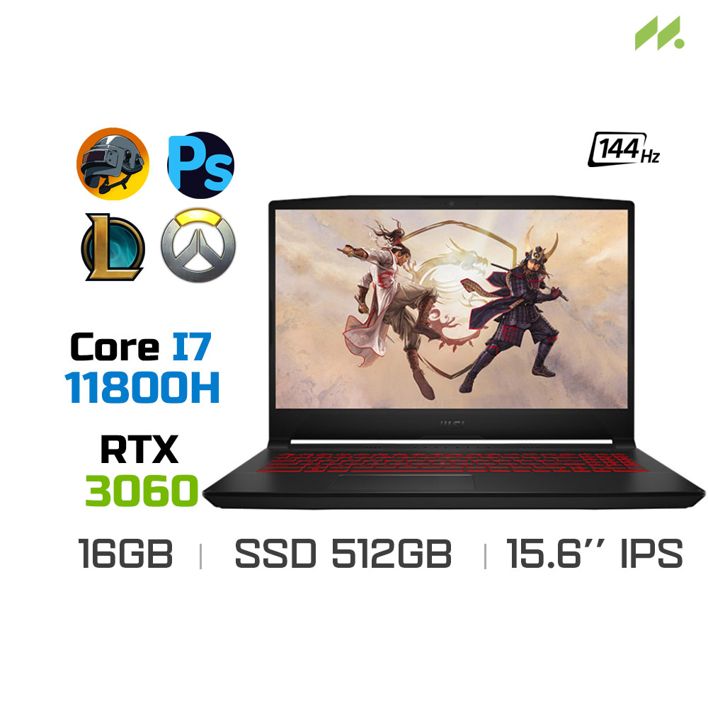 Laptop Gaming MSI Katana GF66 11UE-824VN (i7-11800H, RTX 3060 6GB, Ram 16GB DDR4, SSD 512GB, 15.6 Inch IPS 144Hz FHD)