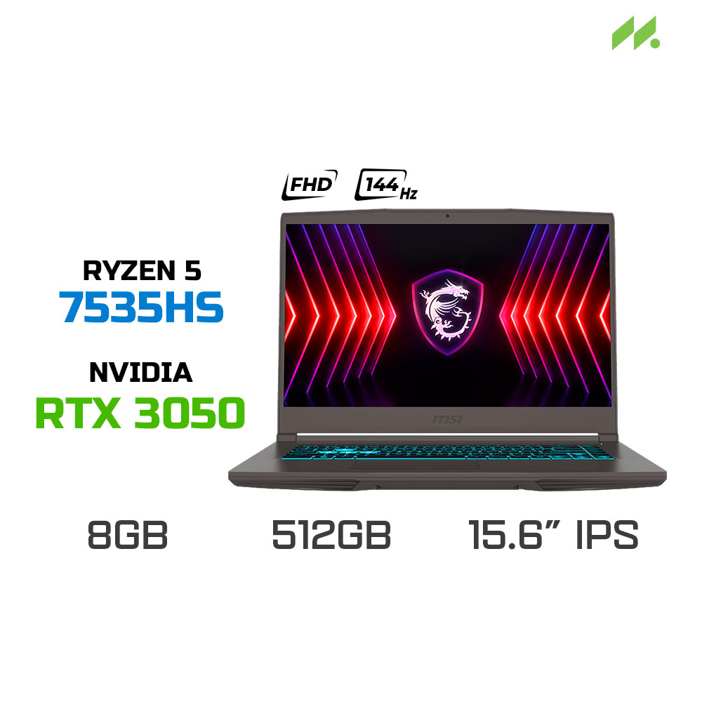 Laptop Gaming MSI Thin A15 B7UC-026VN (Ryzen 5 7535HS, RTX 3050 4GB, RAM 8GB DDR5, SSD 512GB, 15.6 Inch IPS FHD 144Hz, Win 11)