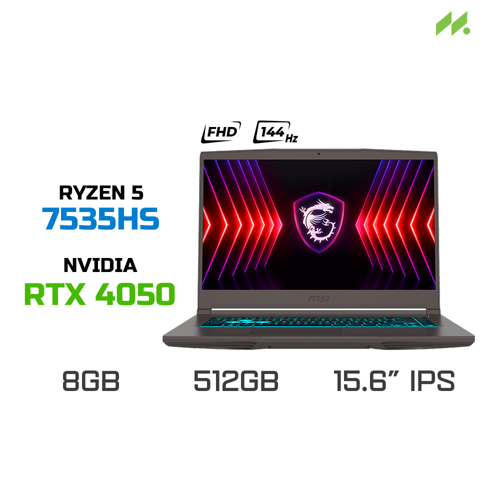 Laptop Gaming MSI Thin A15 B7VE-023VN (Ryzen 5 7535HS, RTX 4050 6GB, RAM 8GB DDR5, 15.6 Inch IPS FHD 144Hz)