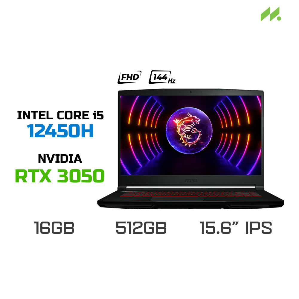 Laptop Gaming MSI Thin GF63 12UC-1006VN (i5-12450H, RTX 3050 4GB, RAM 16GB DDR4, SSD 512GB, 15.6 Inch IPS FHD 144Hz, Win 11)