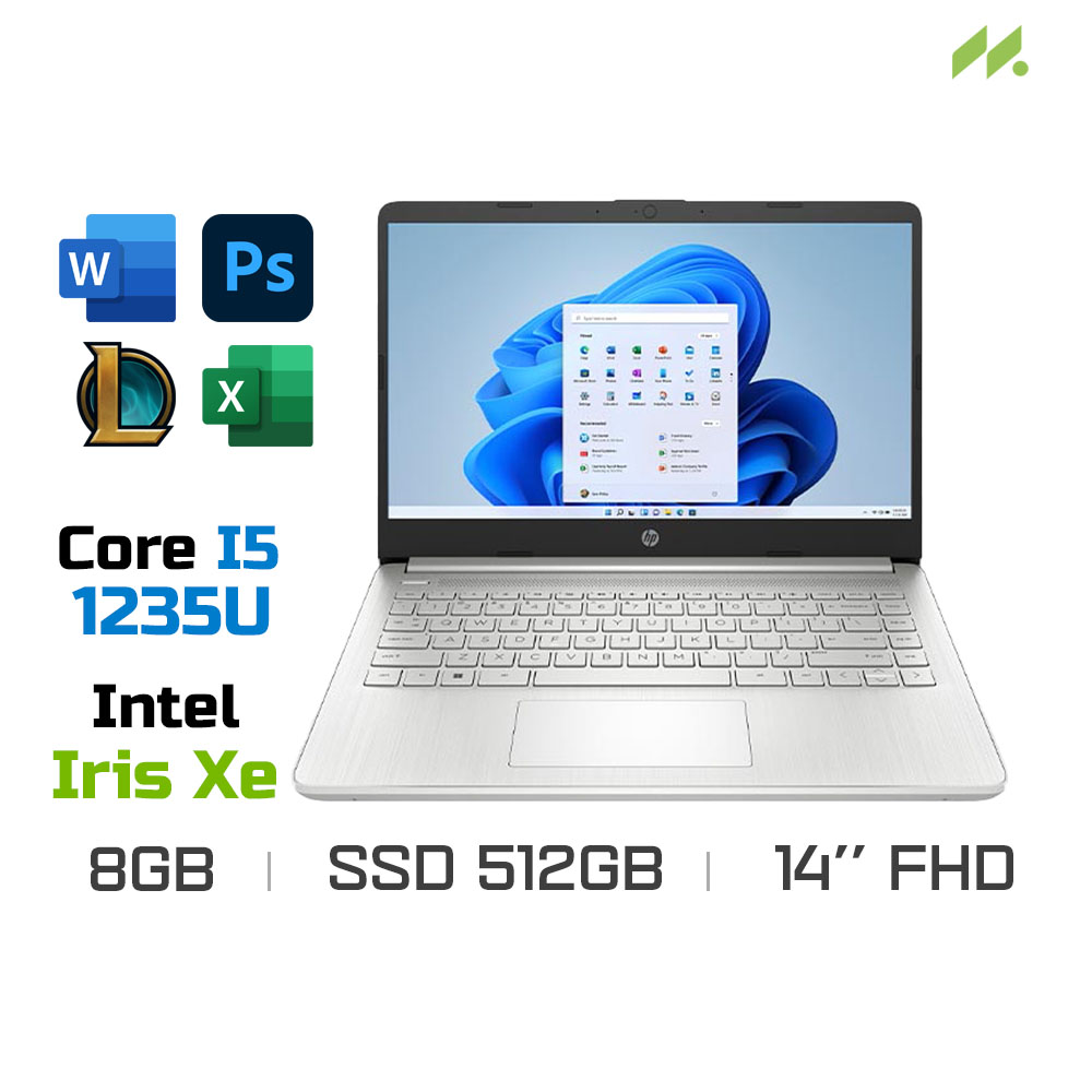 Laptop HP 14s-dq5099TU 7C0P9PA (i5-1235U, Iris Xe Graphics, Ram 8GB DDR4, SSD 512GB, 14 Inch FHD)