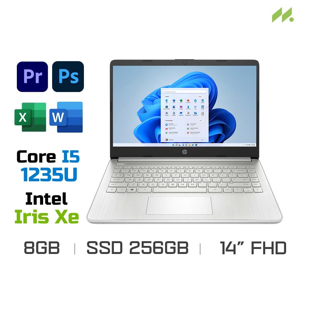Laptop HP 14s-dq5100TU 7C0Q0PA (i5-1235U, Iris Xe Graphics, Ram 8GB DDR4, SSD 256GB, 14 Inch Micro-egde FHD)