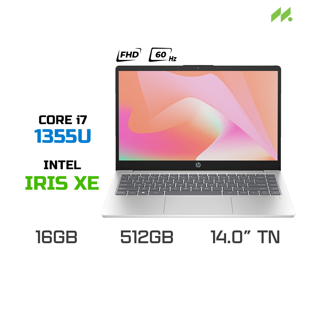 Laptop HP 14s-ep0110TU 8C5K9PA (i7 1355U, Iris Xe Graphics, RAM 16GB DDR4, SSD 512GB, 14 Inch TN FHD 60Hz, Win 11)