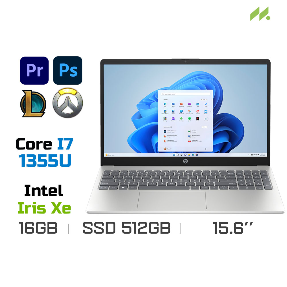 Laptop HP 15-fd0083TU 8D736PA (i7-1355U,Iris Xe Graphics, Ram 16GB DDR4, SSD 512GB, 15.6 Inch FHD)