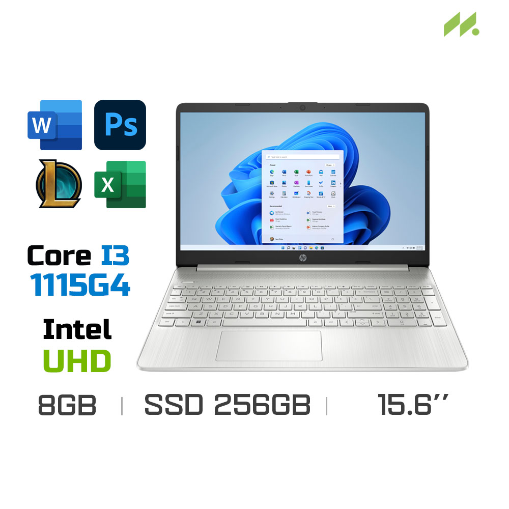 Laptop HP 15s-fq2712TU 7C0X2PA (i3-1115G4, UHD Graphics, Ram 8GB DDR4, SSD 256GB, 15.6 Inch FHD)