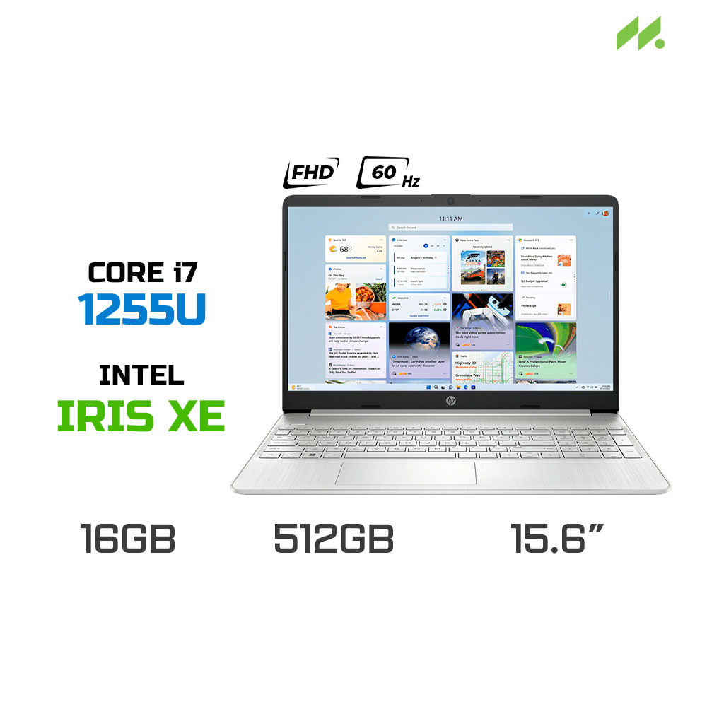 Laptop HP 15s-FQ5144TU 7C0R8PA (i7-1255U, Iris Xe Graphics, RAM 16GB DDR4, SSD 512GB, 15.6 Inch FHD 60Hz, Win 11)