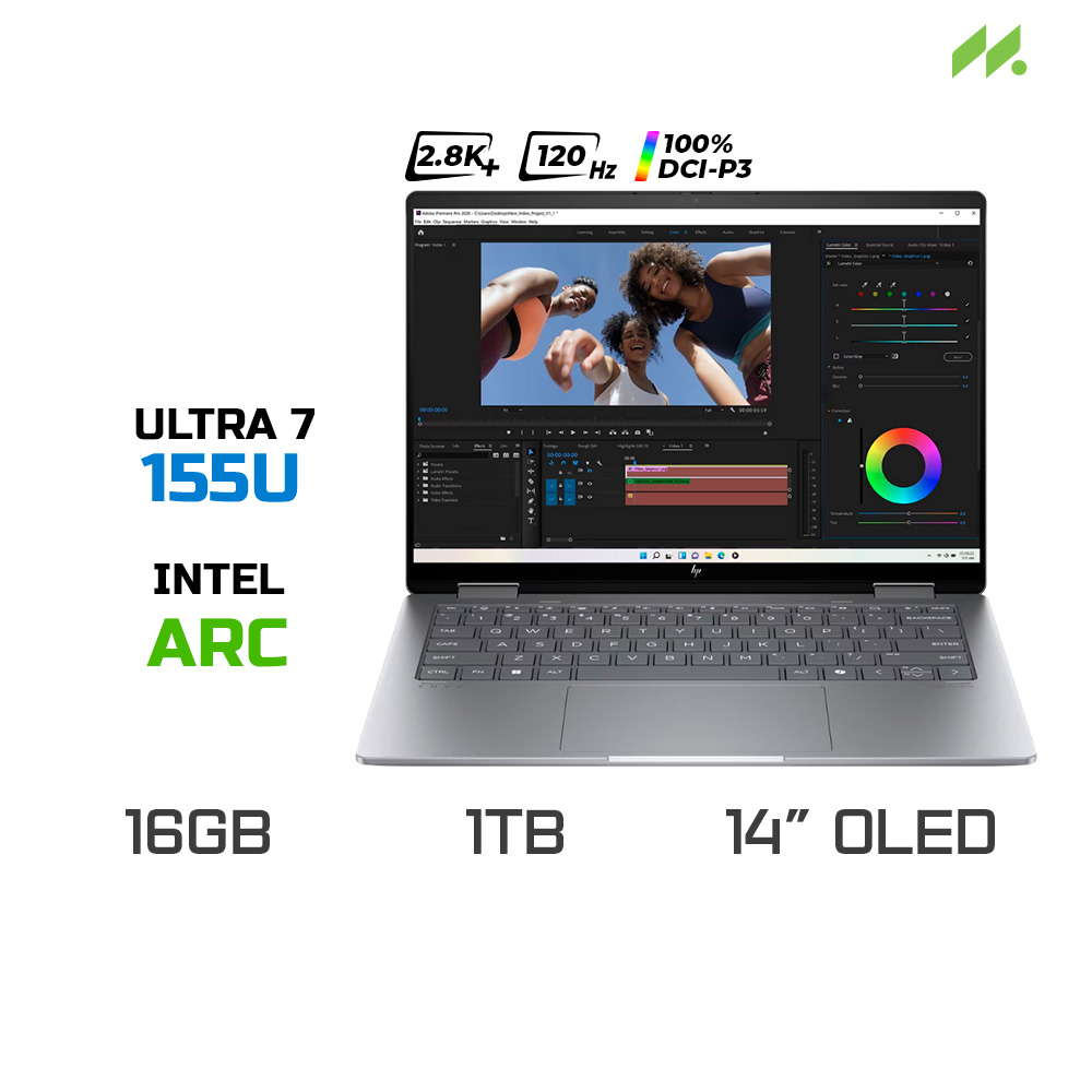 Laptop HP Envy x360 14-fc0088TU A19BYPA (Ultra 7 155U, Intel Graphics, RAM 16GB LPDDR5, SSD 1TB, 14 Inch OLED 2.8K Touchscreen)