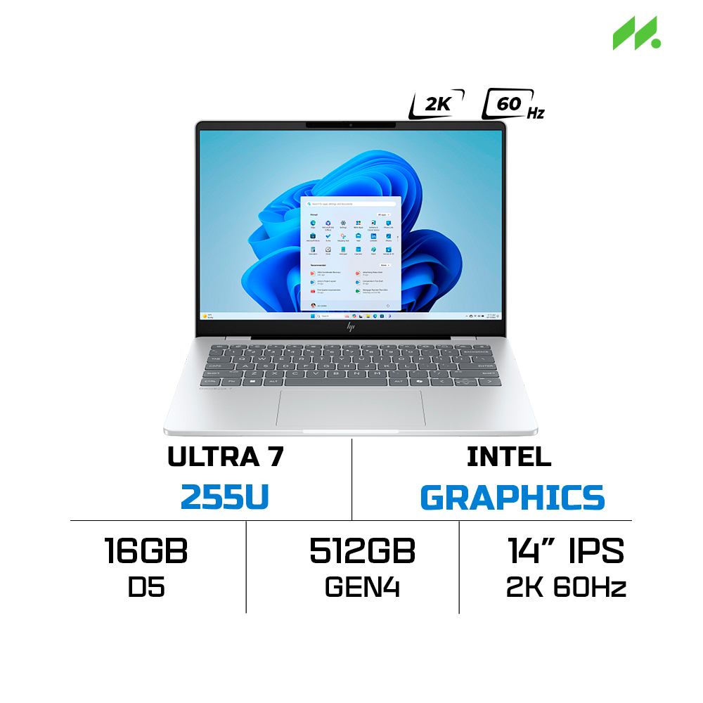 Laptop HP OmniBook 7 14-fr0027TU C1MN1PA (Ultra 7 255U, Intel Graphics, RAM 16GB LPDDR5, SSD 512GB, 14 inch IPS 2K 60Hz, Win 11/Office HS 24)
