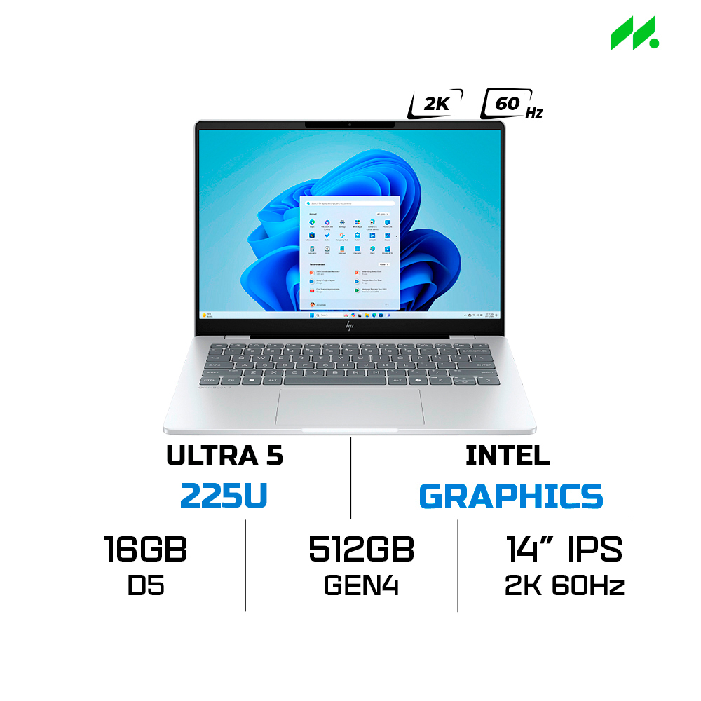 Laptop HP OmniBook 7 14-fr0033TU C1MN2PA (Ultra 5 225U, Intel Graphics, RAM 16GB LPDDR5, SSD 512GB, 14 inch IPS 2K 60Hz, Win 11/Office HS 24)