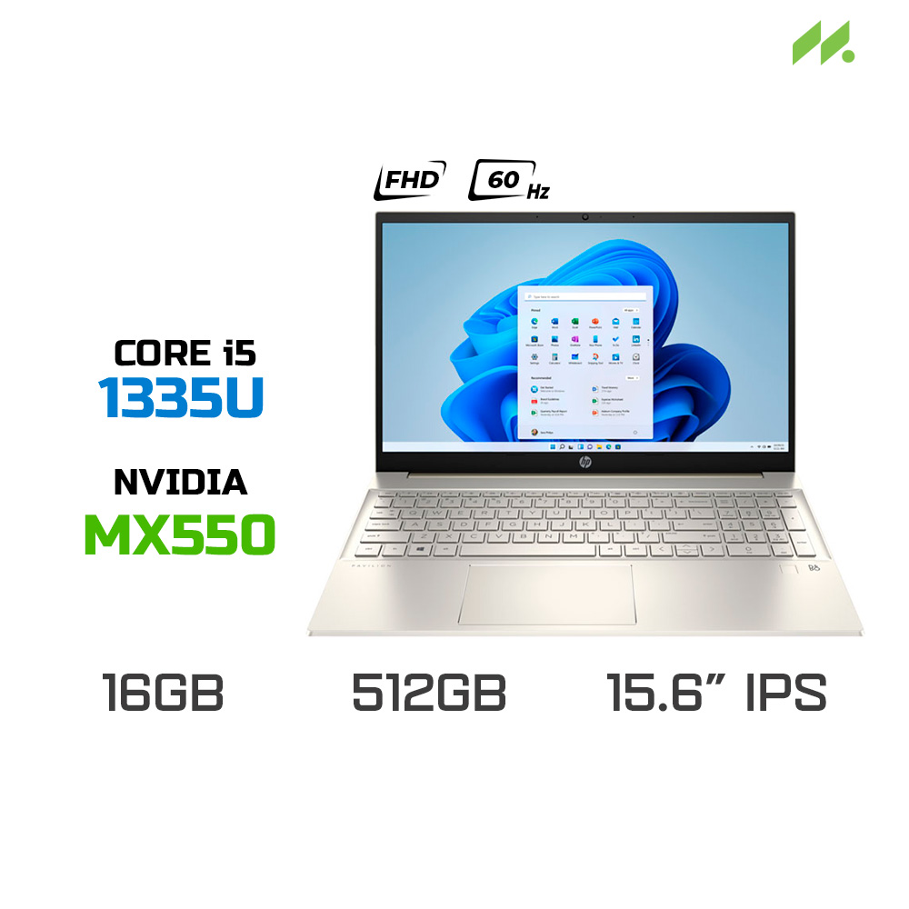 Laptop HP Pavilion 15-eg3033TX 8U6L6PA (i5 1335U, MX550 2GB, RAM 16GB DDR4, SSD 512GB, 15.6 Inch IPS FHD)