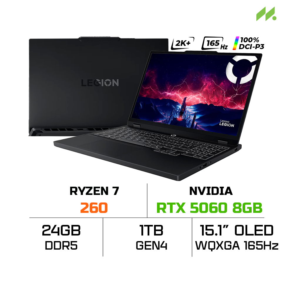 Laptop Legion 5 15AHP10 83M00030VN (Ryzen 7 260, RTX 5060 8GB, RAM 16GB DDR5, SSD 1TB, 15.1