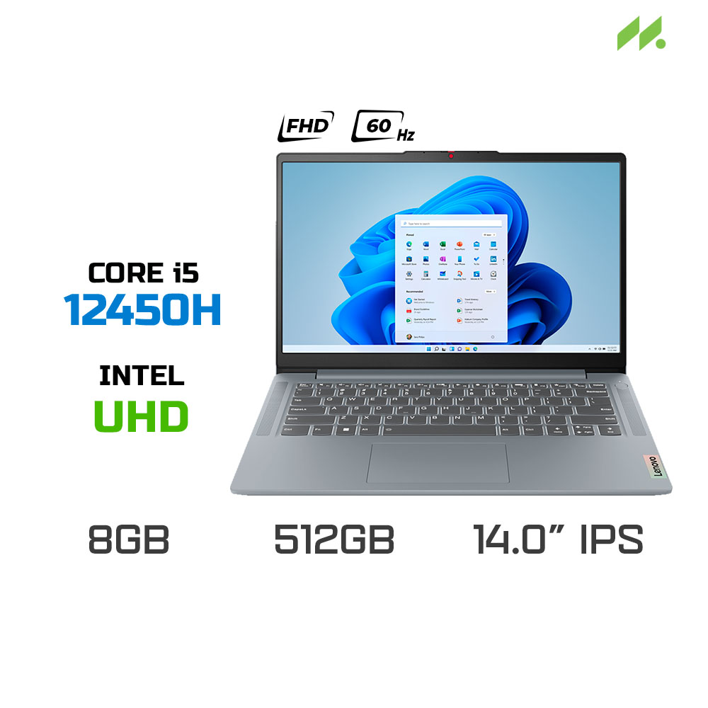 Laptop Lenovo IdeaPad Slim 3 14IAH8 83EQ0004VN (i5-12450H, UHD Graphics, RAM 8GB LPDDR5, SSD 512GB, 14.0 Inch IPS FHD 60Hz, Win 11)