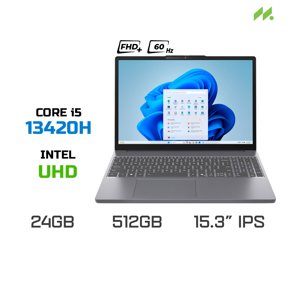 Laptop Lenovo Ideapad Slim 3 15IRH10 83K1000GVN (i5-13420H, UHD Graphics, Ram 24GB DDR5, SSD 512GB, 15.3 Inch IPS FHD+ 60Hz, Win 11)
