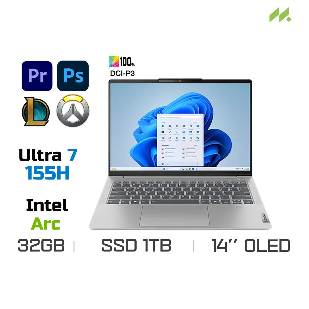 Laptop Lenovo IdeaPad Slim 5 14IMH9 83DA0020VN (Ultra 7 155H, Arc Graphics, Ram 32GB LPDDR5X, SSD 1TB, 14 Inch OLED WUXGA 60Hz 100% DCI-P3, Win 11)