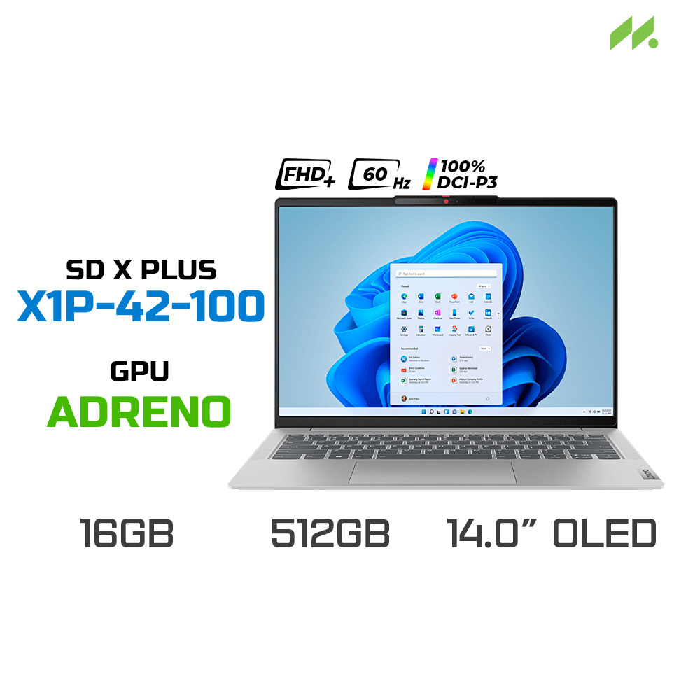 Laptop Lenovo IdeaPad Slim 5 14Q8X9 83HL000KVN (Snapdragon X Plus X1P-42-100, Adreno, RAM 16GB LPDDR5X, SSD 512GB, 14 Inch OLED WUXGA 60Hz 100% DCI-P3, Win 11)