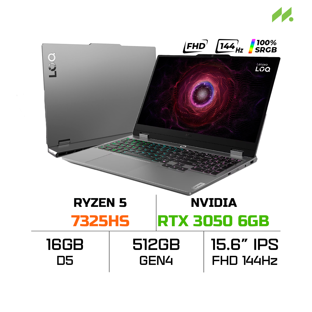 Laptop Lenovo LOQ 15ARP9 83JC00LVVN (R5-7325HS, RTX 3050 6GB, RAM 16GB DDR5, SSD 512GB, 15.6 Inch IPS FHD 144Hz 100% sRGB)
