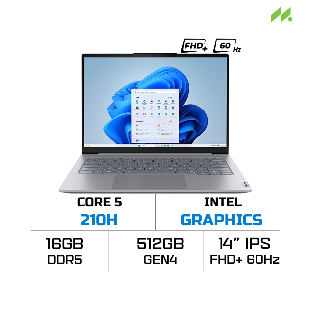 Laptop Lenovo Thinkbook 14 Gen 8 IRL 21SG007MVA (Core 5 210H, Intel Graphics, RAM 16GB DDR5, SSD 512GB, 14 Inch IPS WUXGA 60Hz, No OS)