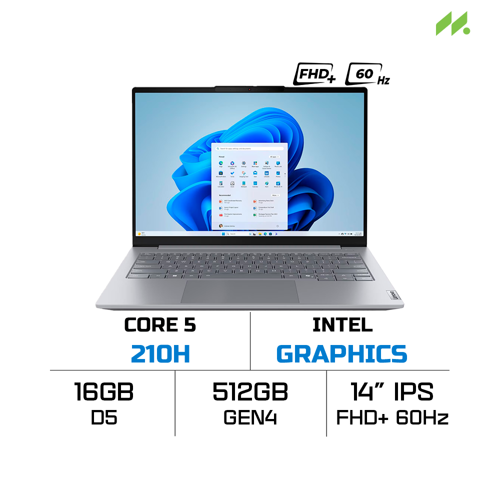 Laptop Lenovo Thinkbook 14 Gen 8 IRL 21SG007MVA (Core 5 210H, Intel Graphics, RAM 16GB DDR5, SSD 512GB, 14 Inch IPS WUXGA 60Hz)